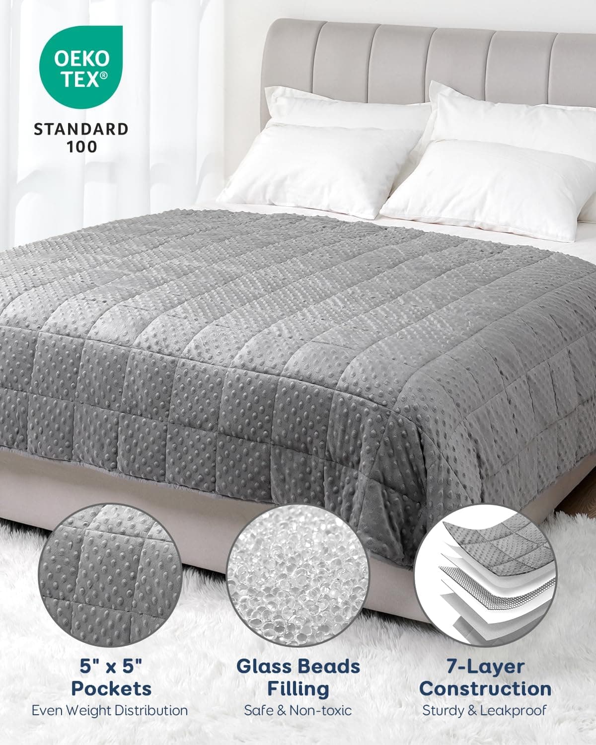 Kivik 15 lbs Breathable Weighted Blanket - Grey - image 4