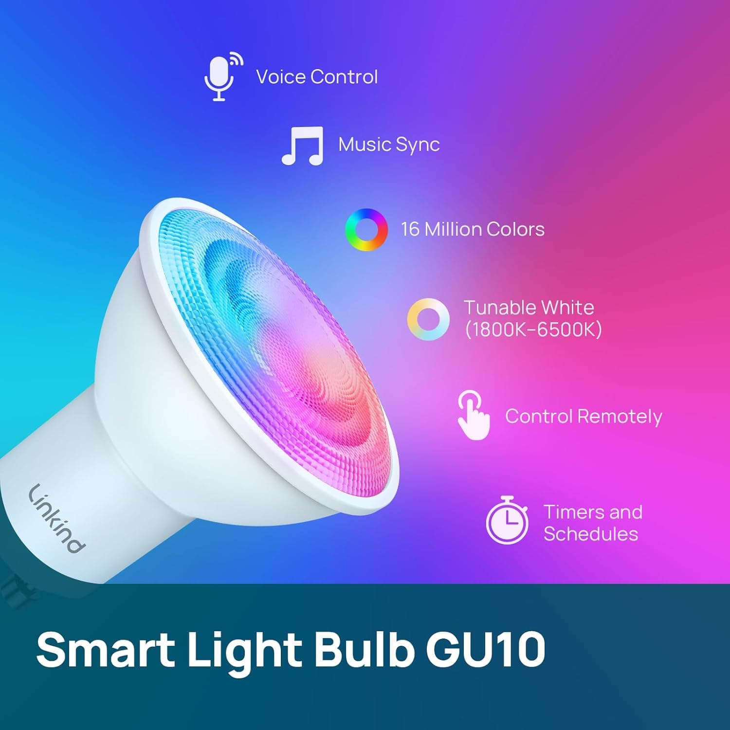 Linkind Matter GU10 Smart Light Bulbs, 4-Pack - image 2