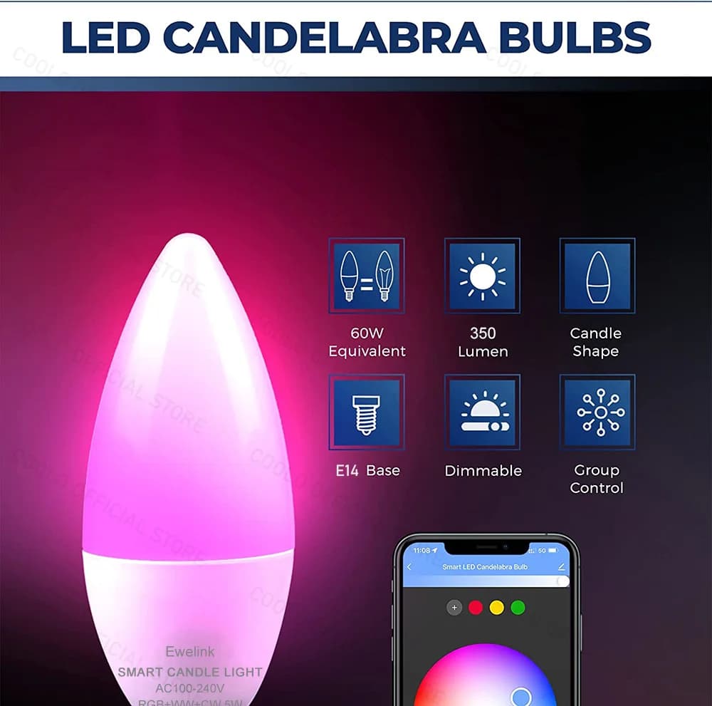 Ewelink E14 Smart Wifi LED Light Bulb Candle Lamp - image 3