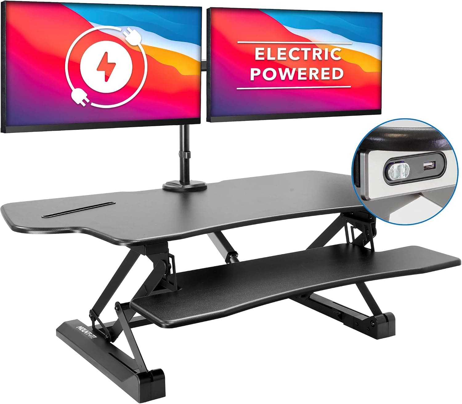 Mount-It! Electric Standing Desk Converter with Dual Arms