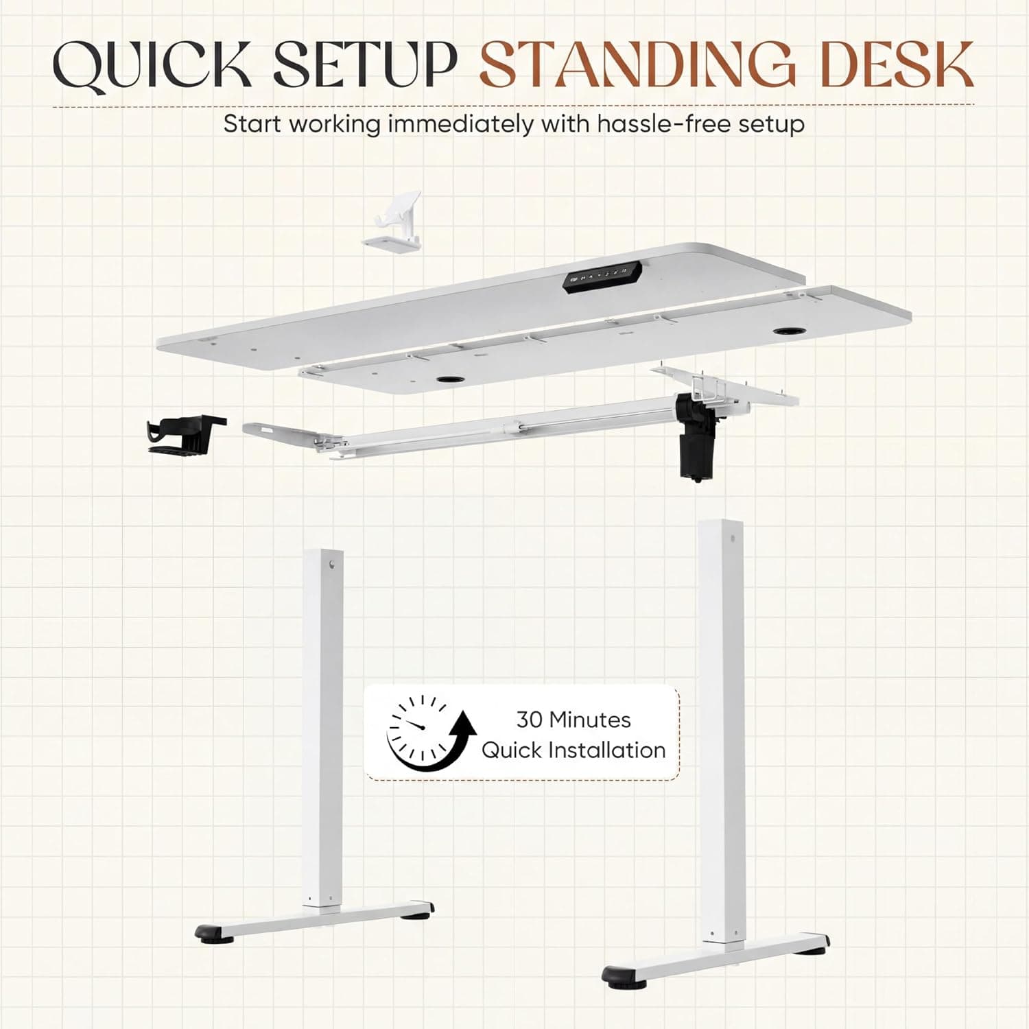 Furmax Electric Standing Desk, 45 x 24 Inch Height Adjustable Sit-Stand Desk - image 5