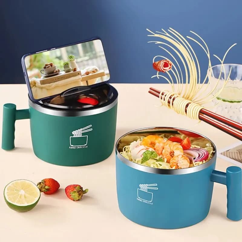 Stainless Steel Bowl With Lid for Instant Noodles - image 3