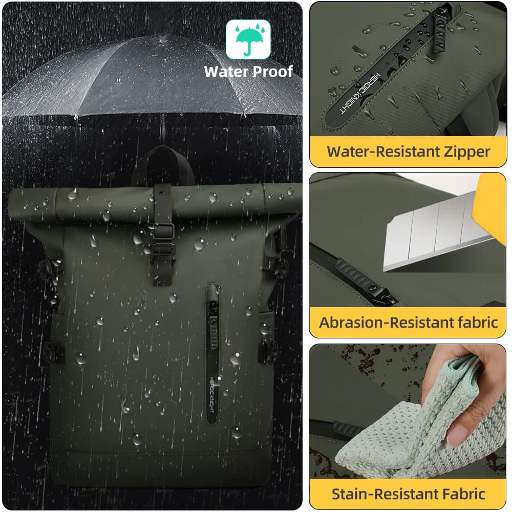 Heroic Knight Men Rolltop Backpack - Waterproof & Spacious - image 5