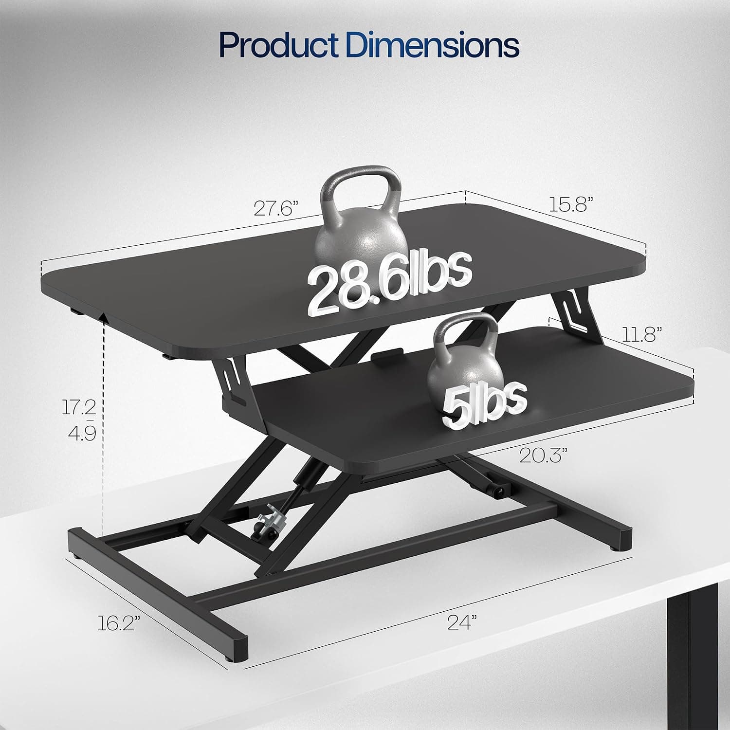 VIVO 28 in Standing Desk Converter with Keyboard Tray - image 2