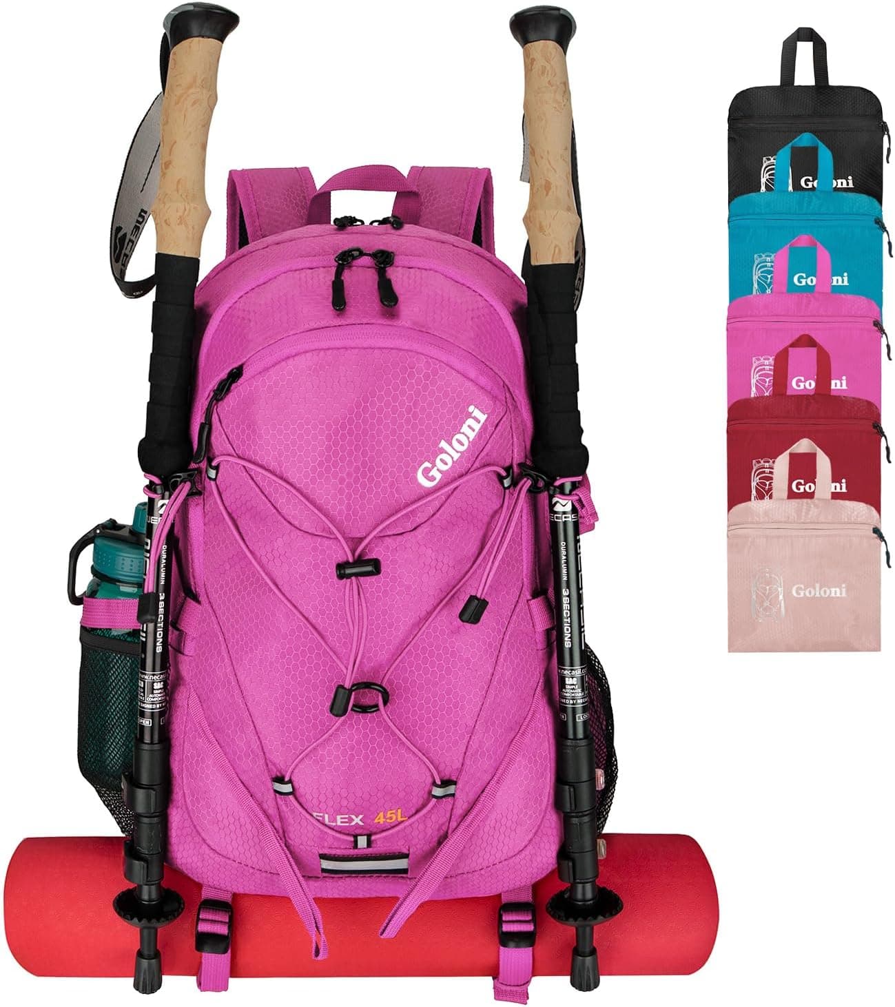 Goloni 45L Foldable Hiking Backpack with Rain Cover