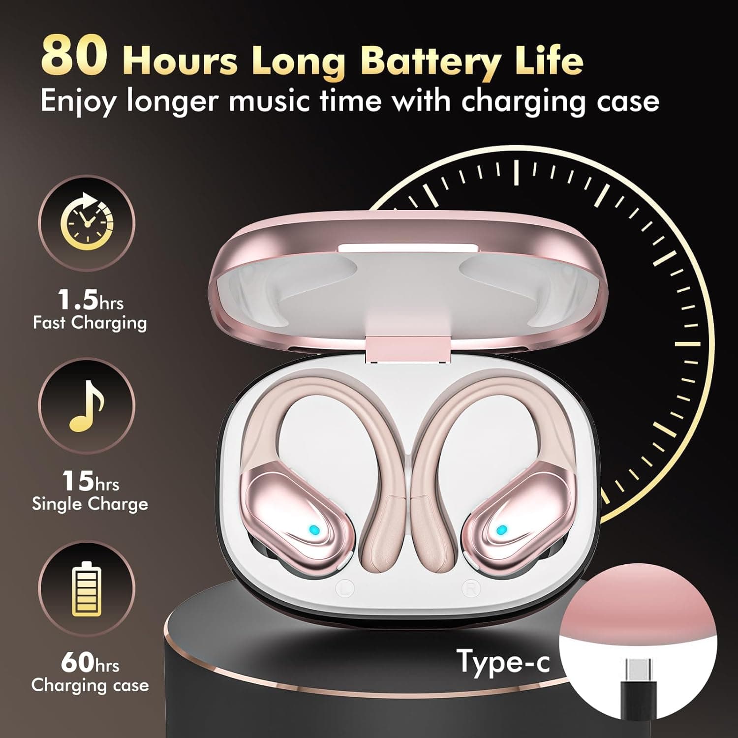 HAOYUYAN Bluetooth Earbuds: 80H Playtime & Comfort - image 2
