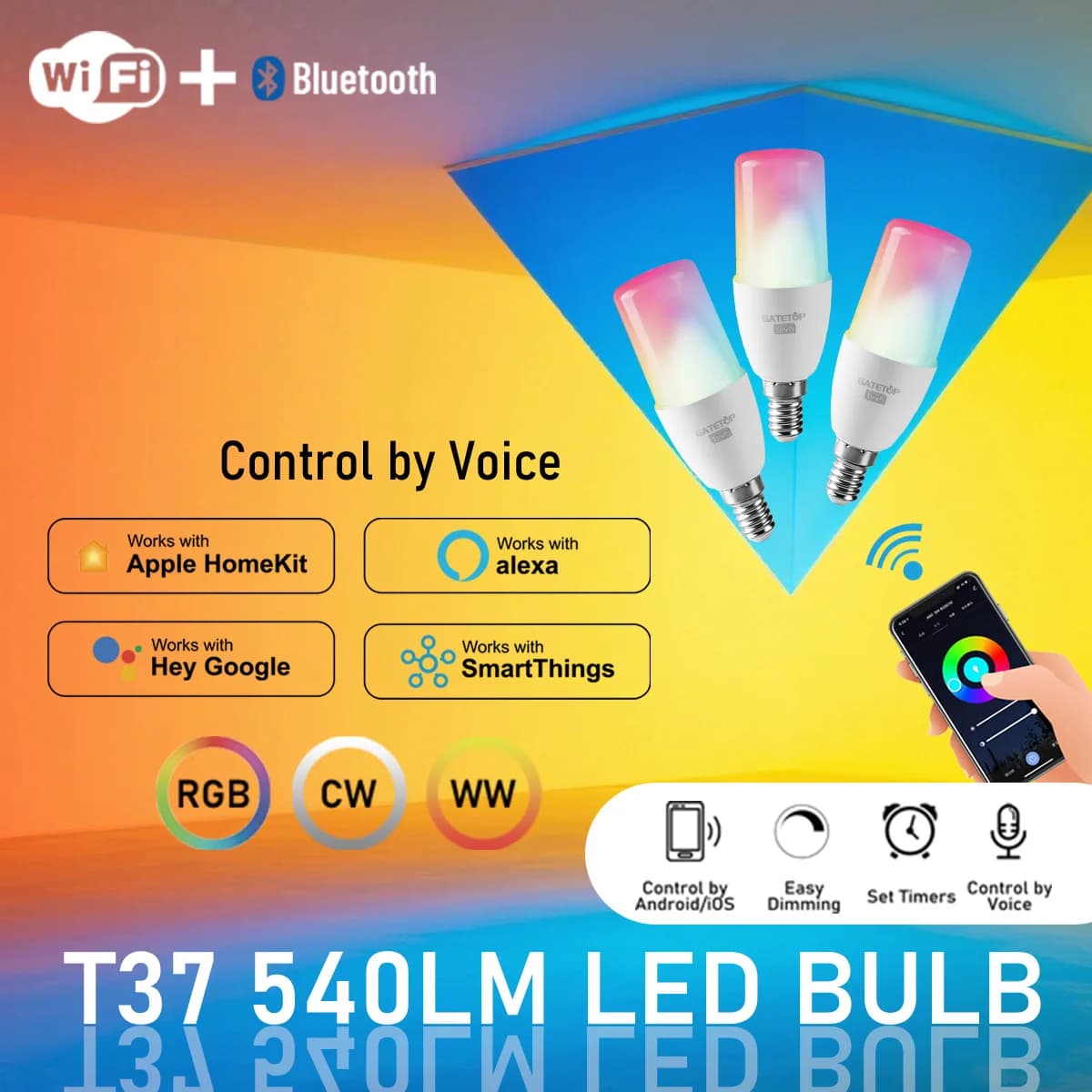 T37 E14 Smart Wifi LED Bulb Light - image 2