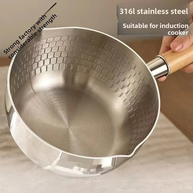 Stainless Steel Snow Flat Pot for Instant Meals