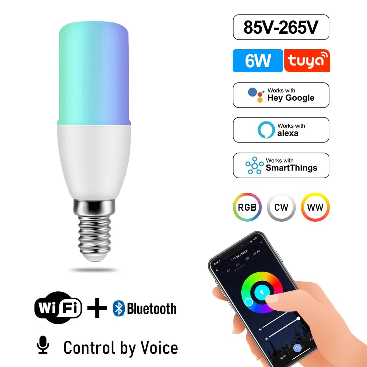 Voice Control RGBCW Smart GU10 Light Bulb