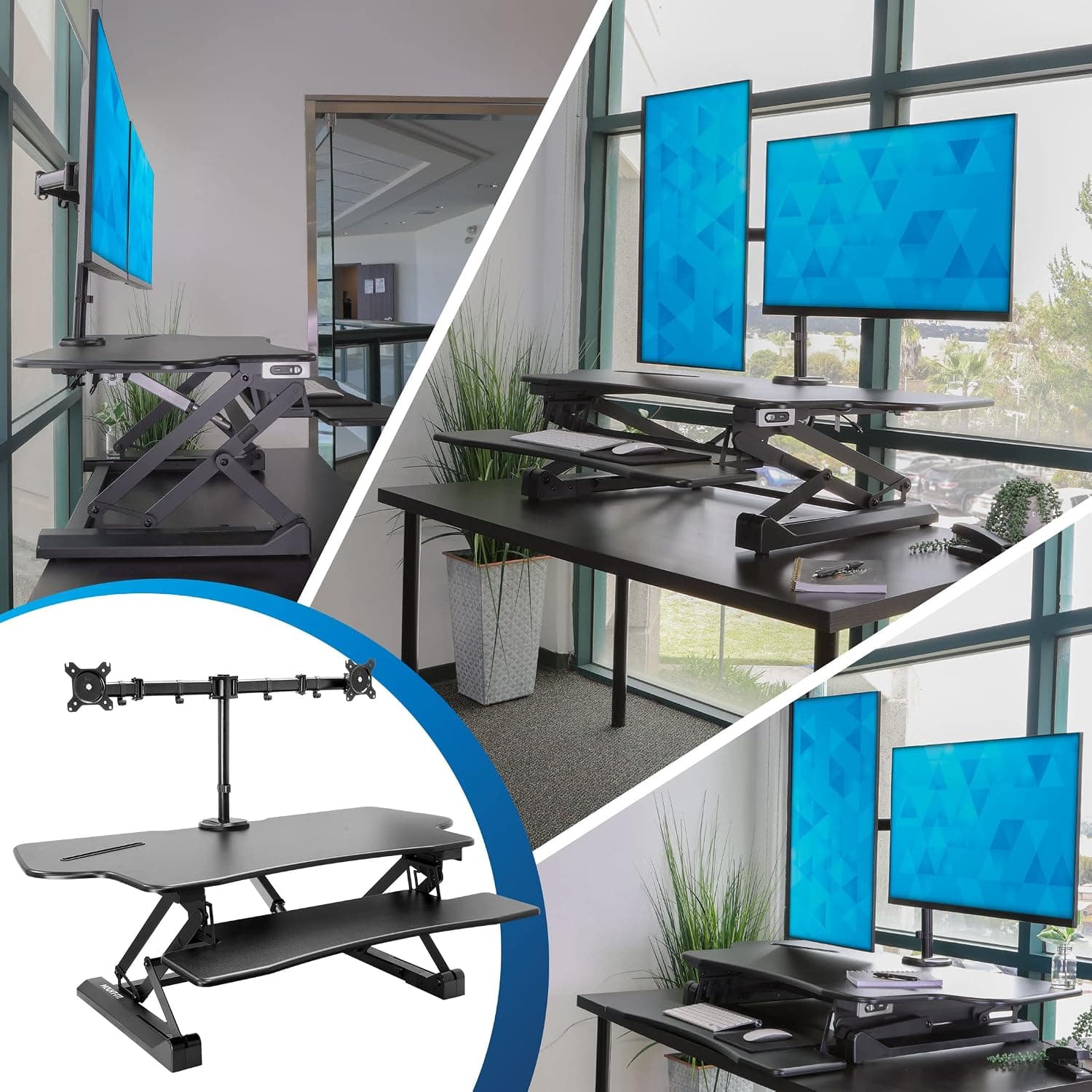 Mount-It! Electric Standing Desk Converter with Dual Arms - image 4