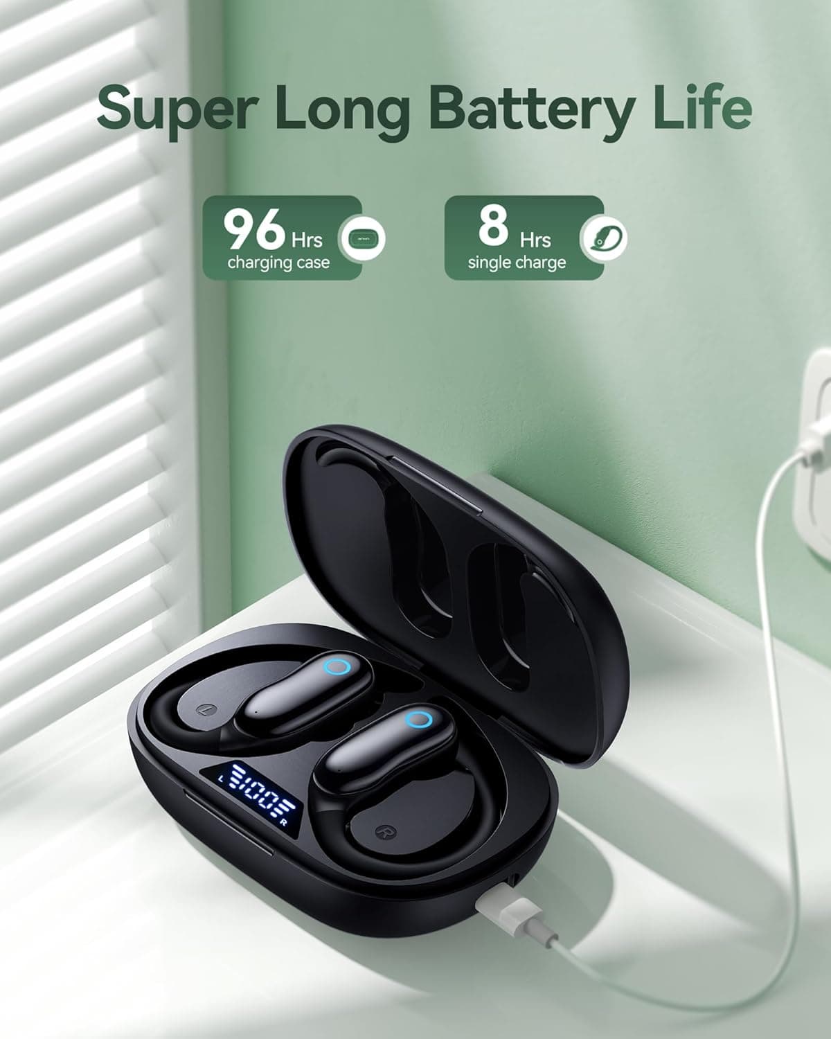 GNMN V7 ANC Wireless Earbuds with Earhooks and Charging Case - image 3