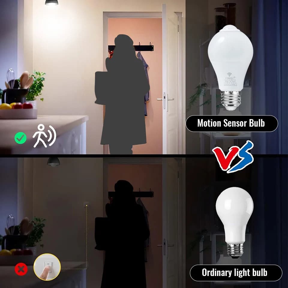 LED E27 Radar Motion Sensor Light Bulb 4PCS Set - image 4