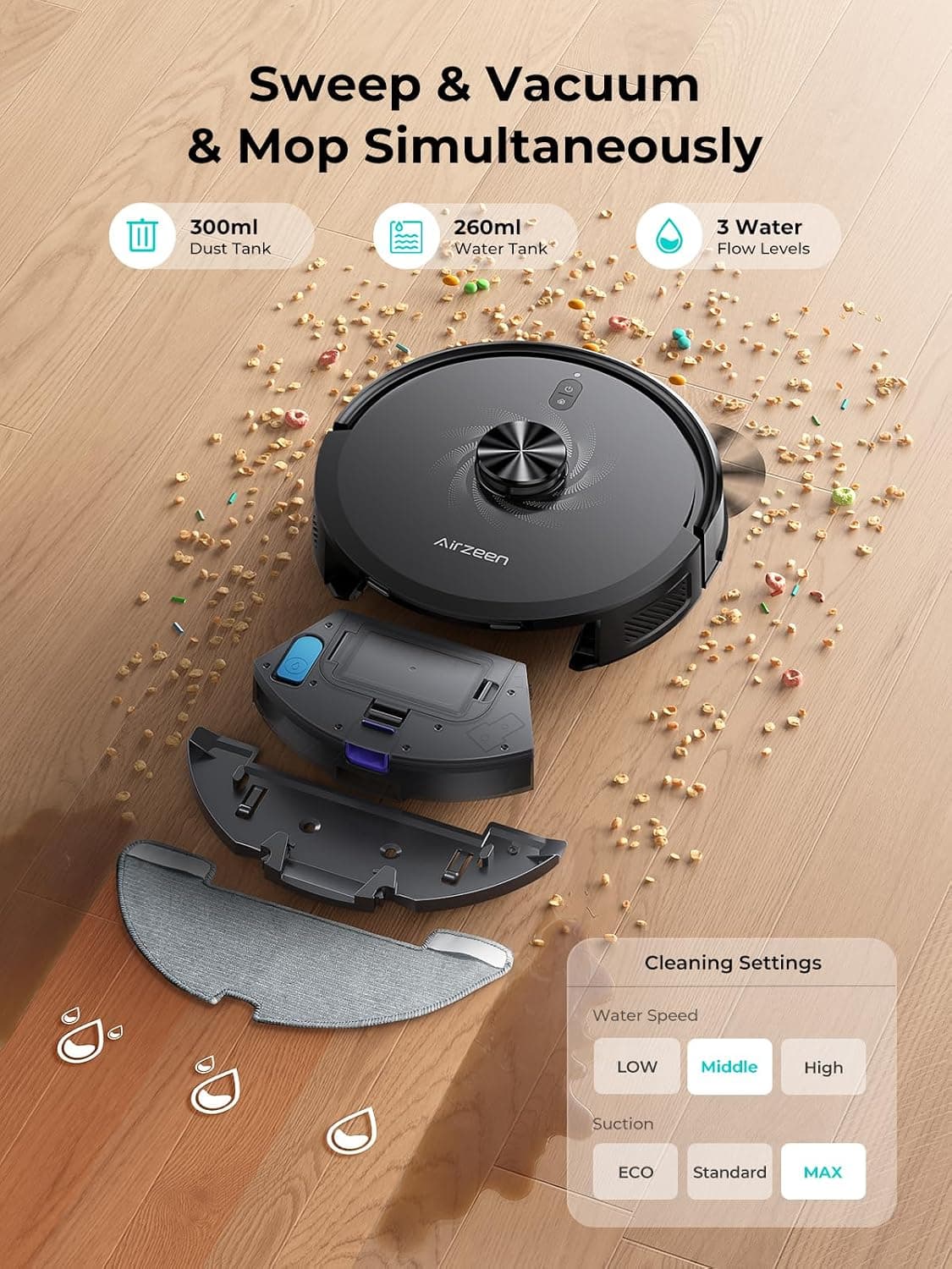 Airzeen Q20 Ultra Robot Vacuum and Mop with Self-Empty Dock - image 5