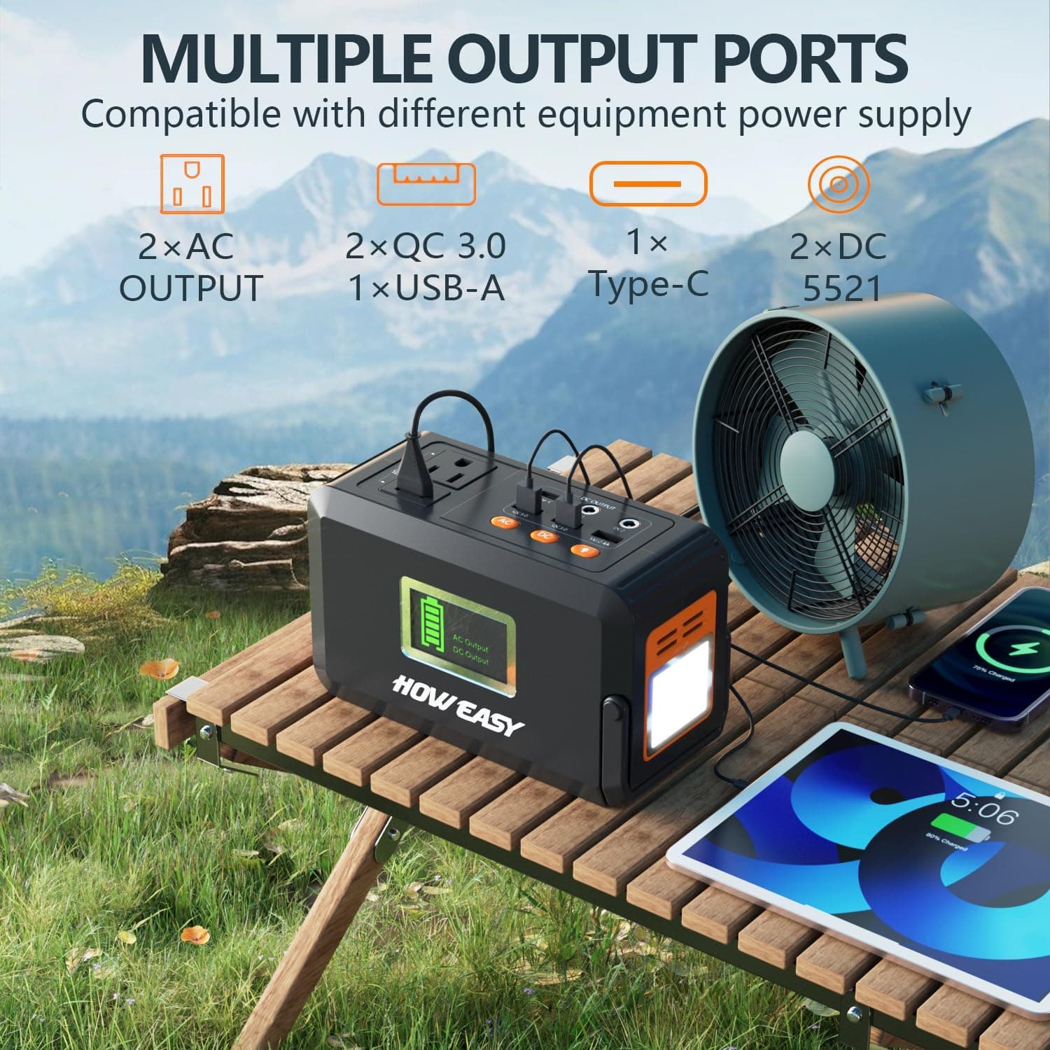 HOWEASY Portable Power Station, 120W Solar Generator - image 3