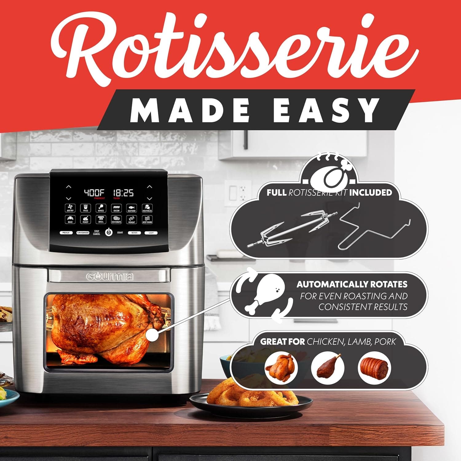 Gourmia Air Fryer - 14 Qt Rotisserie Oven - image 4