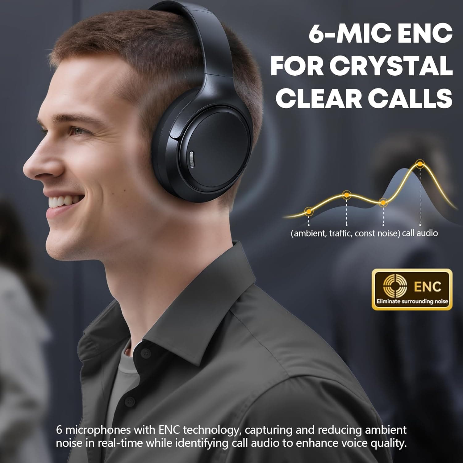 TAGRY Hybrid Active Noise Cancelling Over-Ear Bluetooth Headphones - image 4