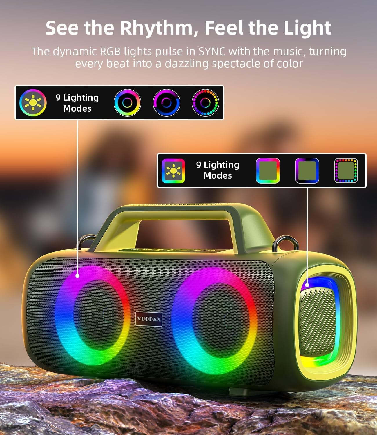 VUOPAX 140W Portable Bluetooth Speaker with Mic Input - image 4