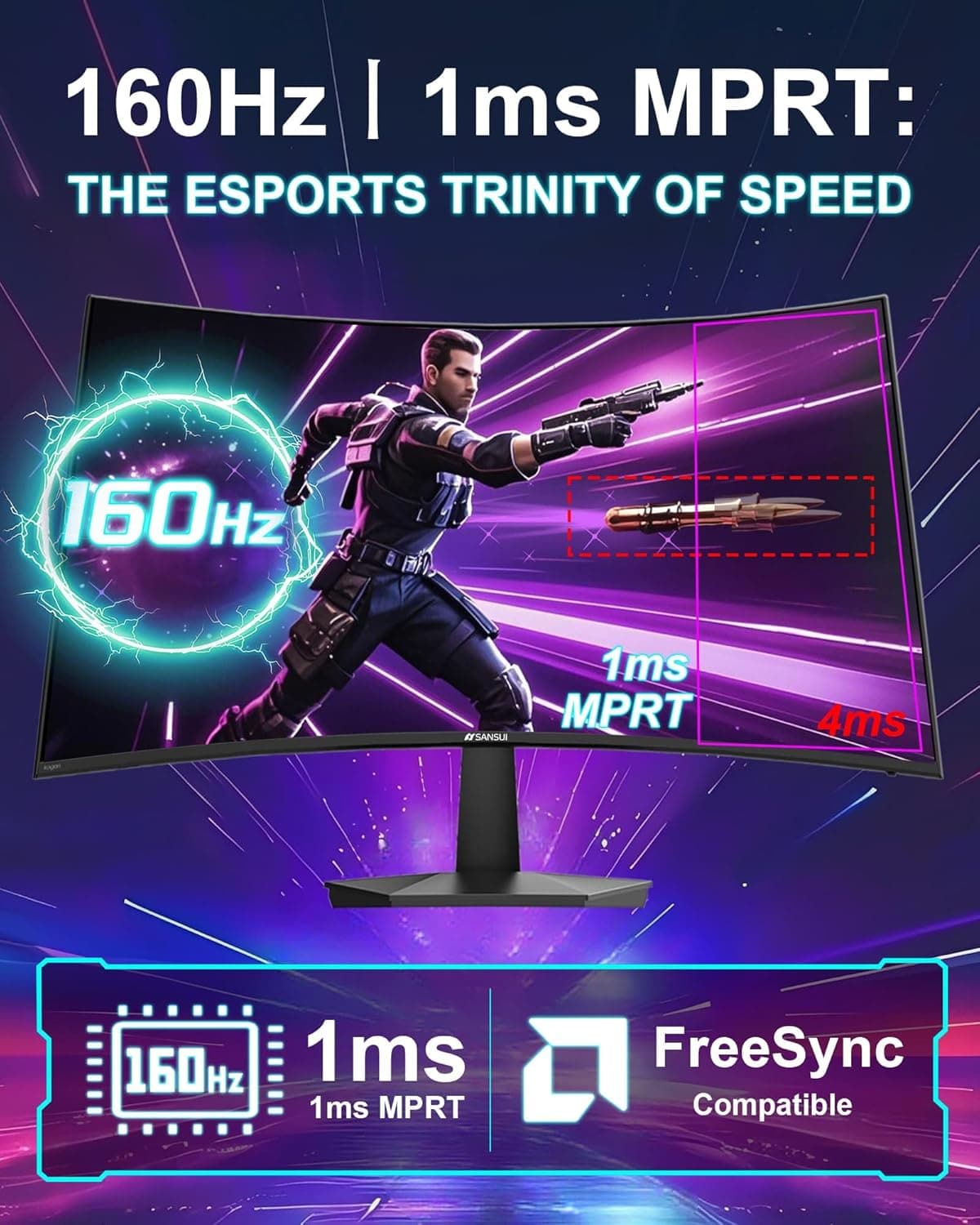 SANSUI 27 Inch Curved 160Hz Gaming Monitor - image 3