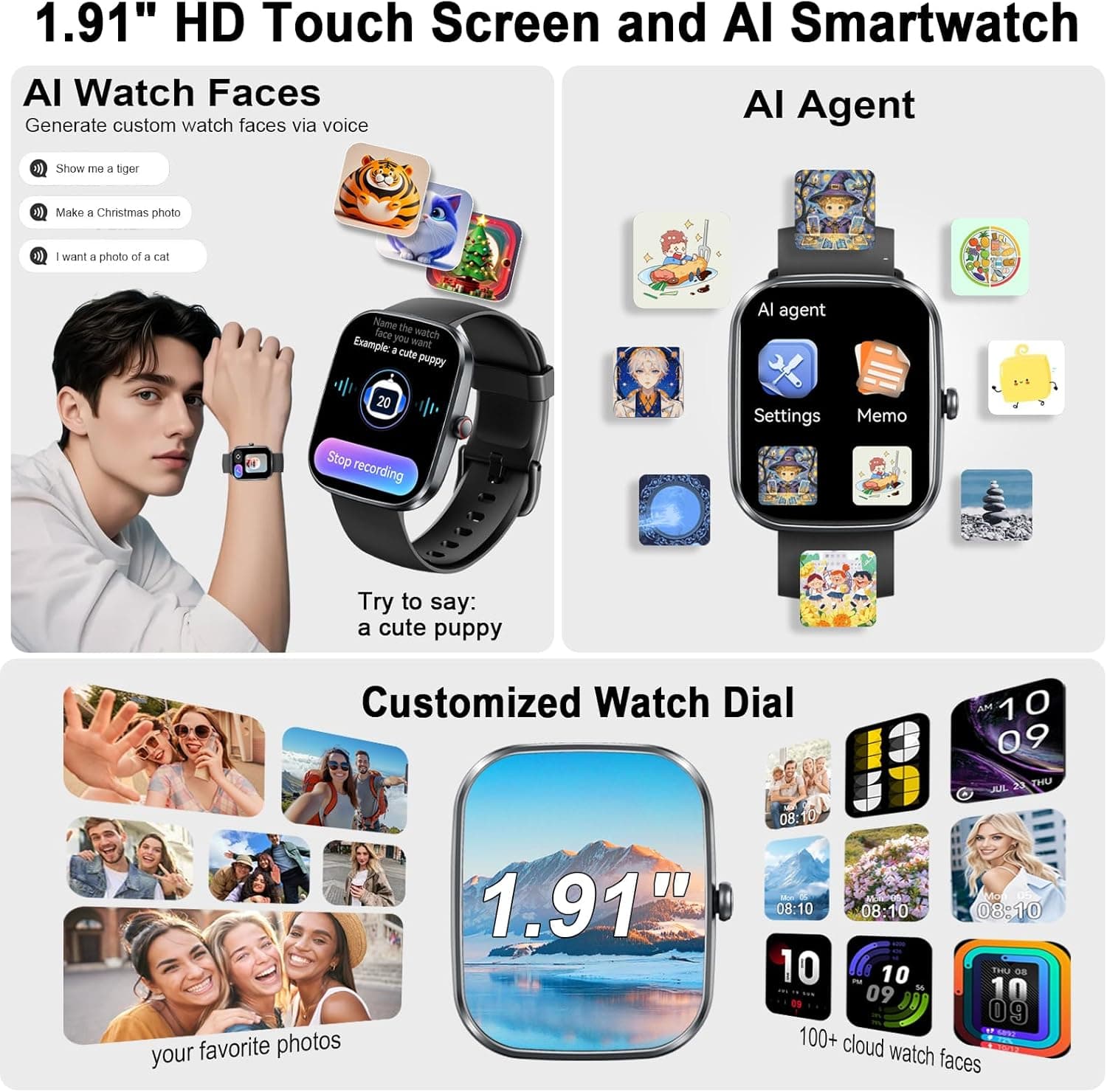 uaue 1.91-Inch Smartwatch with Bluetooth Calling and AI Features - image 3