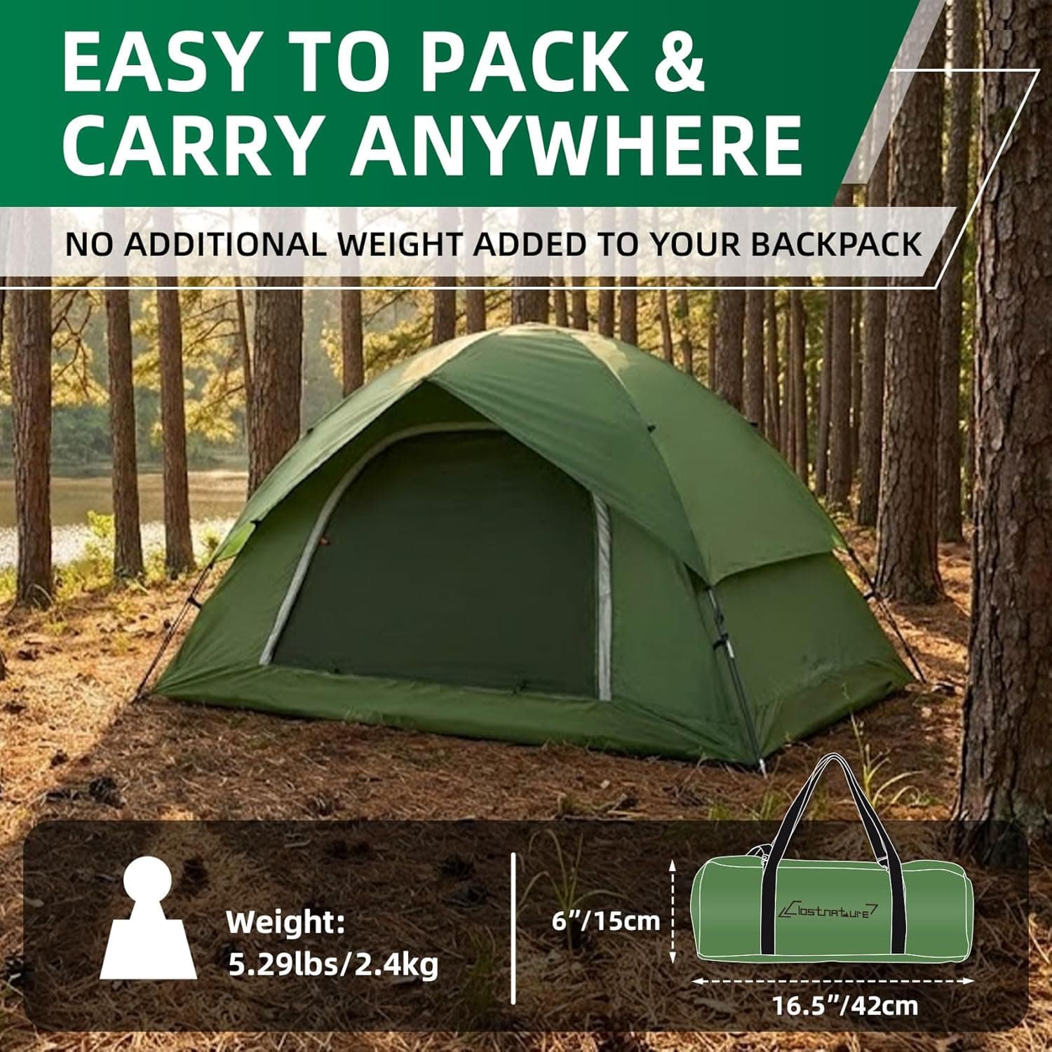 Compact and Waterproof Camping Tent for Two by Clostnature - image 5