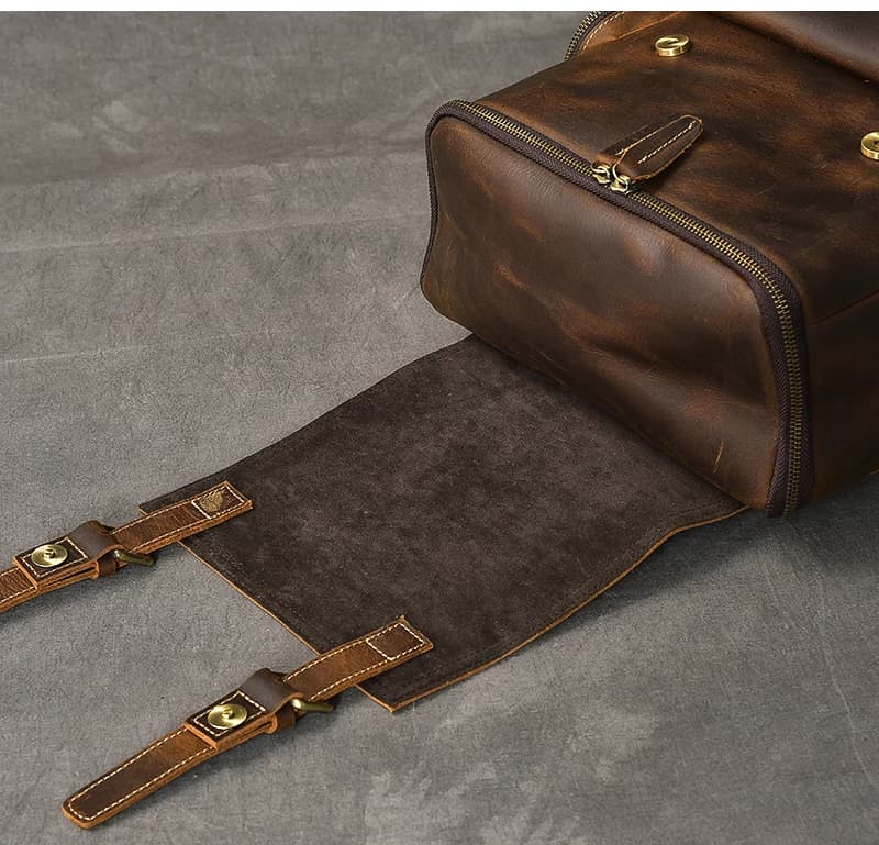 Vintage Crazy Horse Leather Backpack for Men - image 5