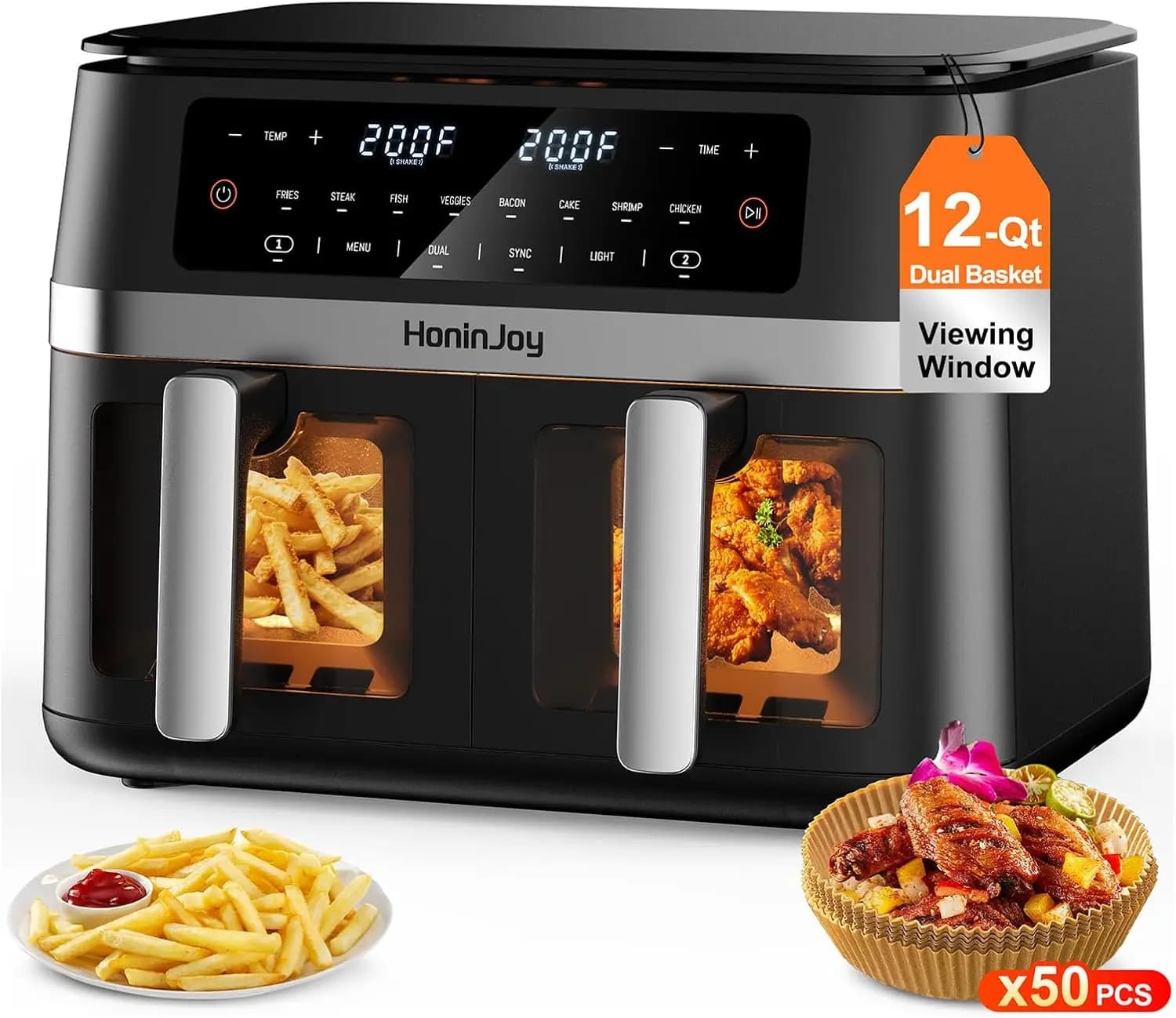 12QT Dual Basket Air Fryer with Touchscreen