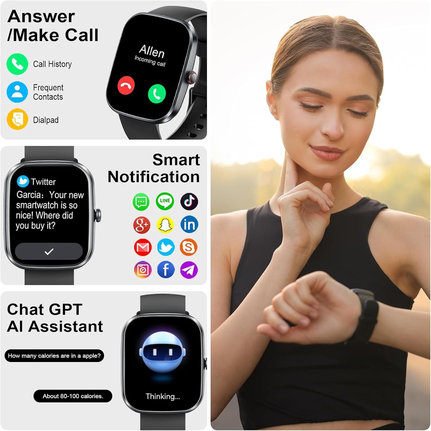 uaue 1.91-Inch Smartwatch with Bluetooth Calling and AI Features - image 2
