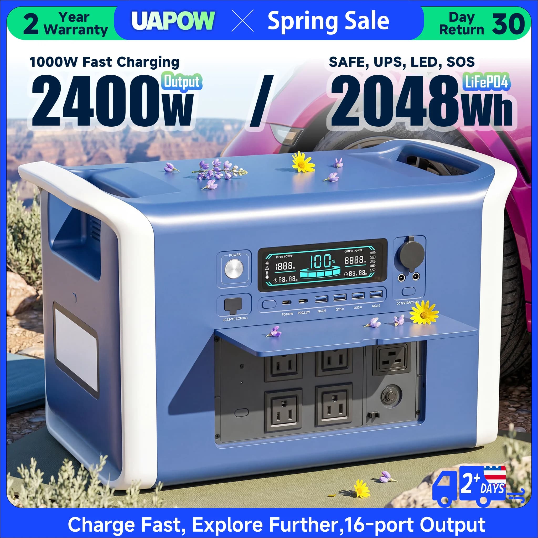 2048Wh LiFePO4 Portable Power Station