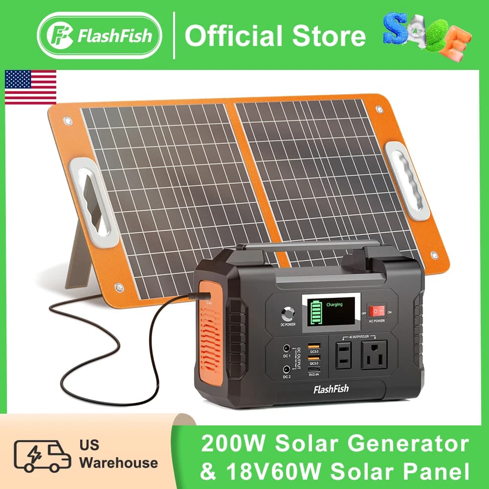 Flashfish 151Wh Portable Power Station with 60W Solar Panel