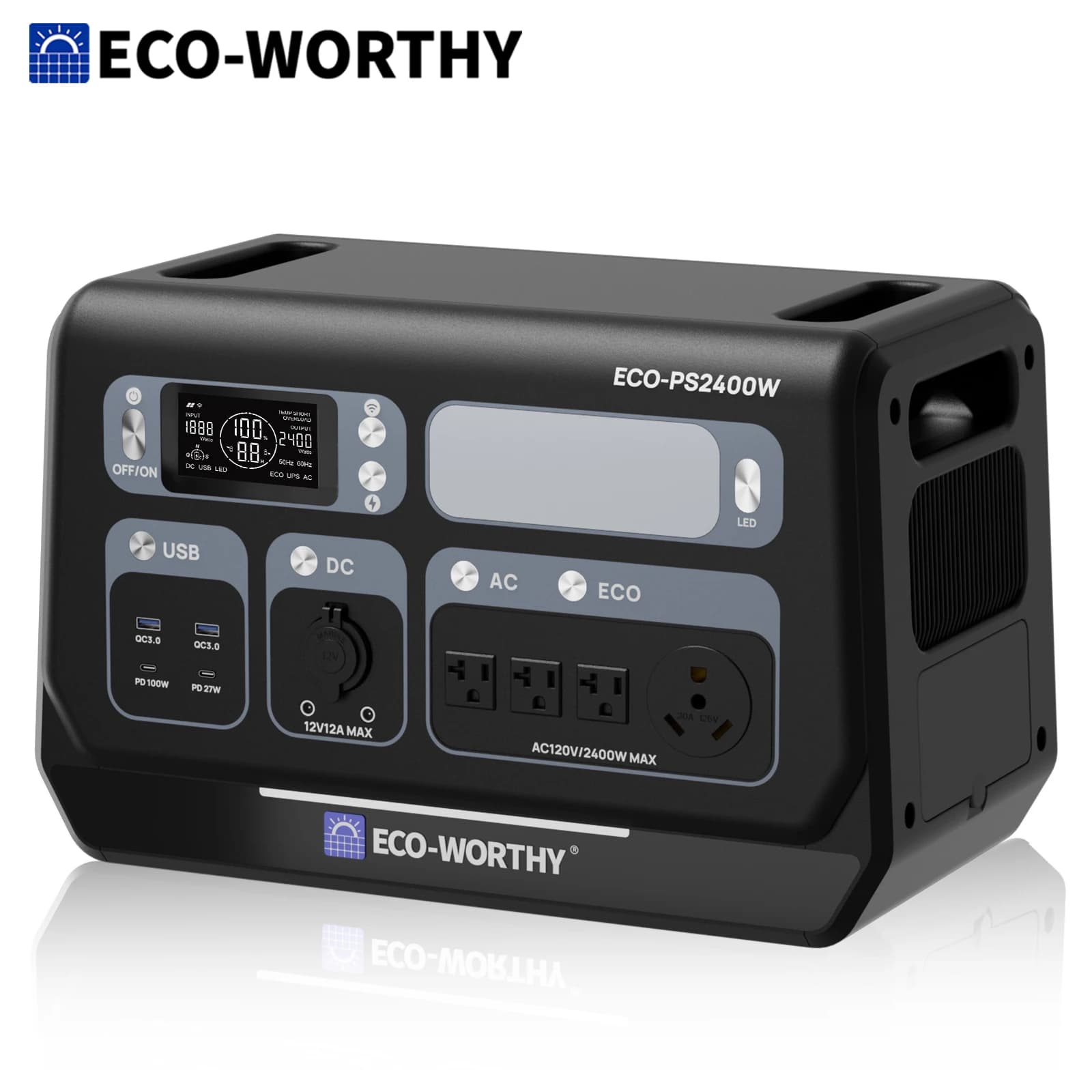 ECO-WORTHY 2400W 2048Wh LiFePO4 Portable Power Station