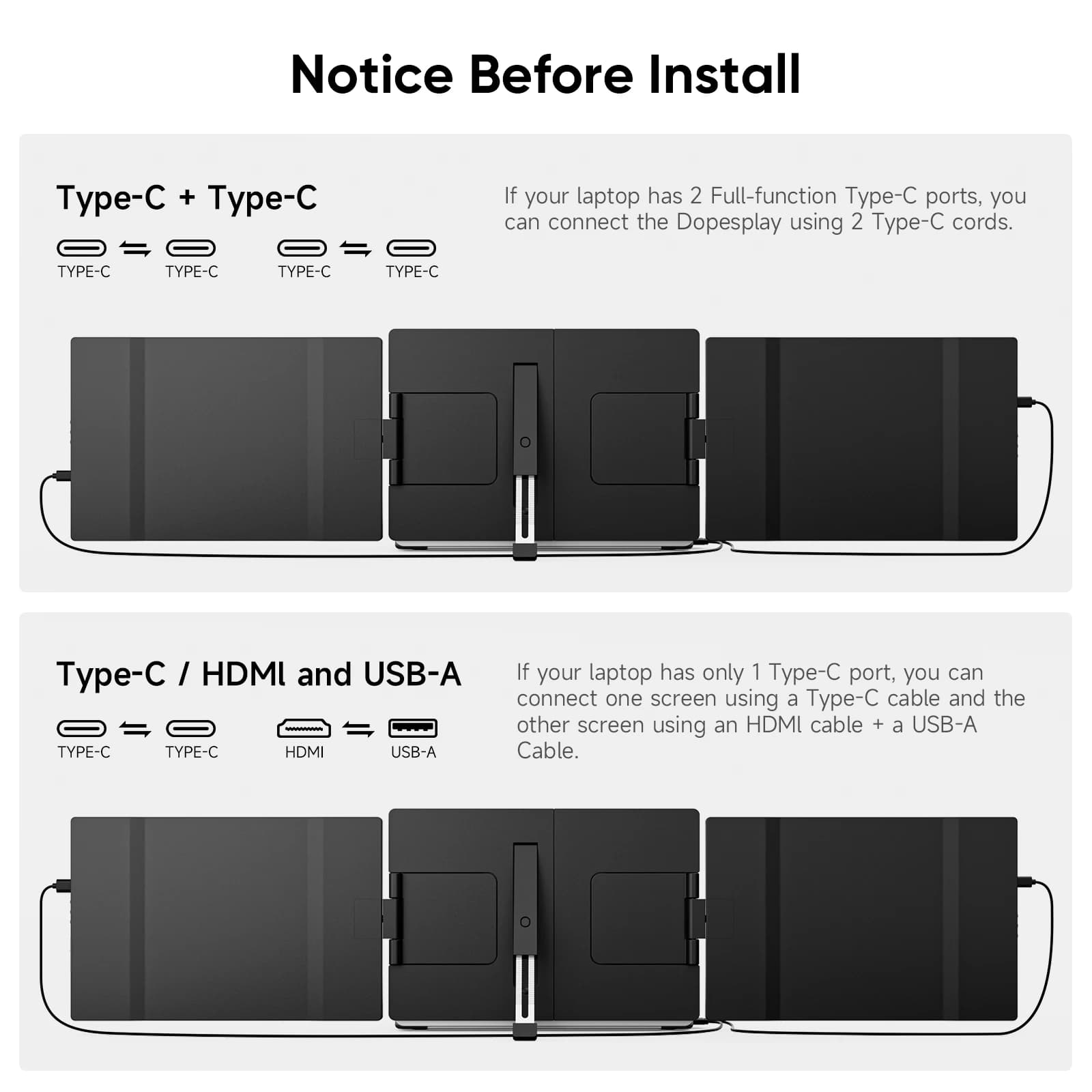 Dopesplay Portable Monitor: 14.1" Triple Display for Laptops - image 2