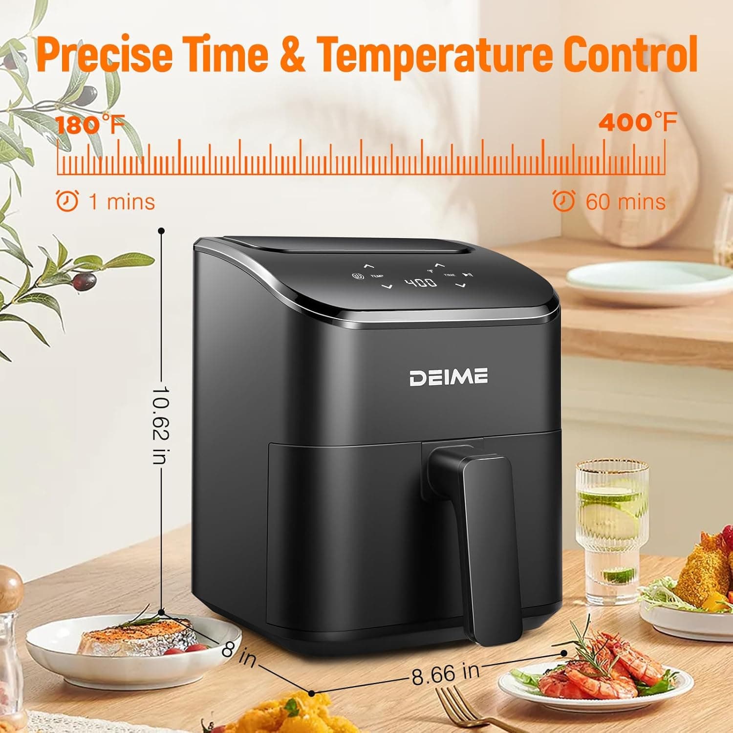 Deime 3-Quart Digital Compact Air Fryer with Touchscreen - image 3