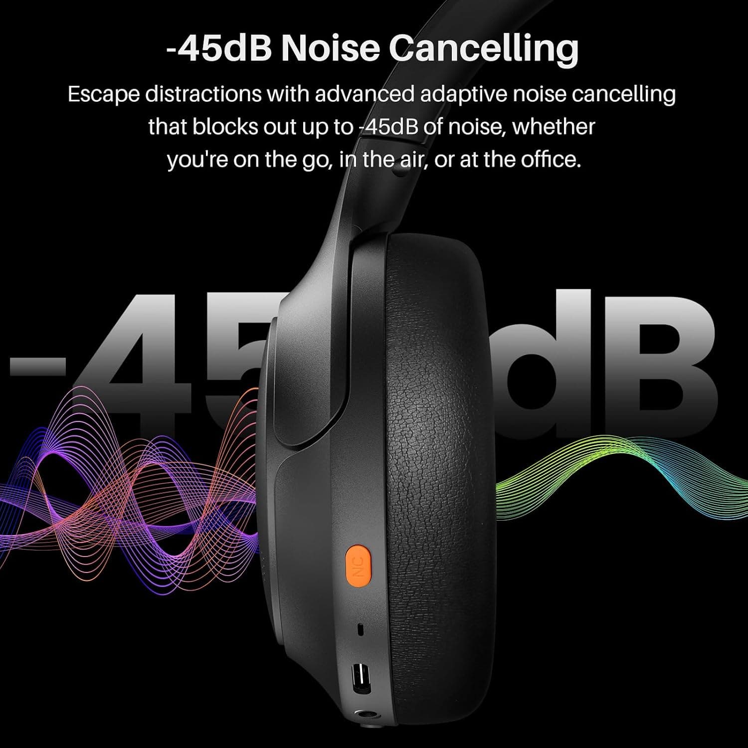 TOZO HT3 Hybrid Noise Cancelling Over-Ear Headphones - image 4