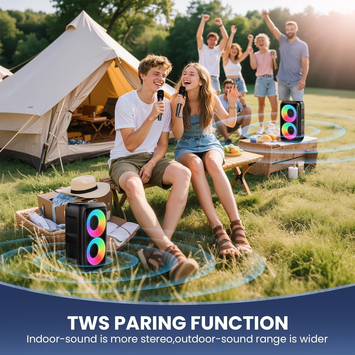 PWBSLAI Bluetooth Speaker with 2 Wireless Microphones - image 5