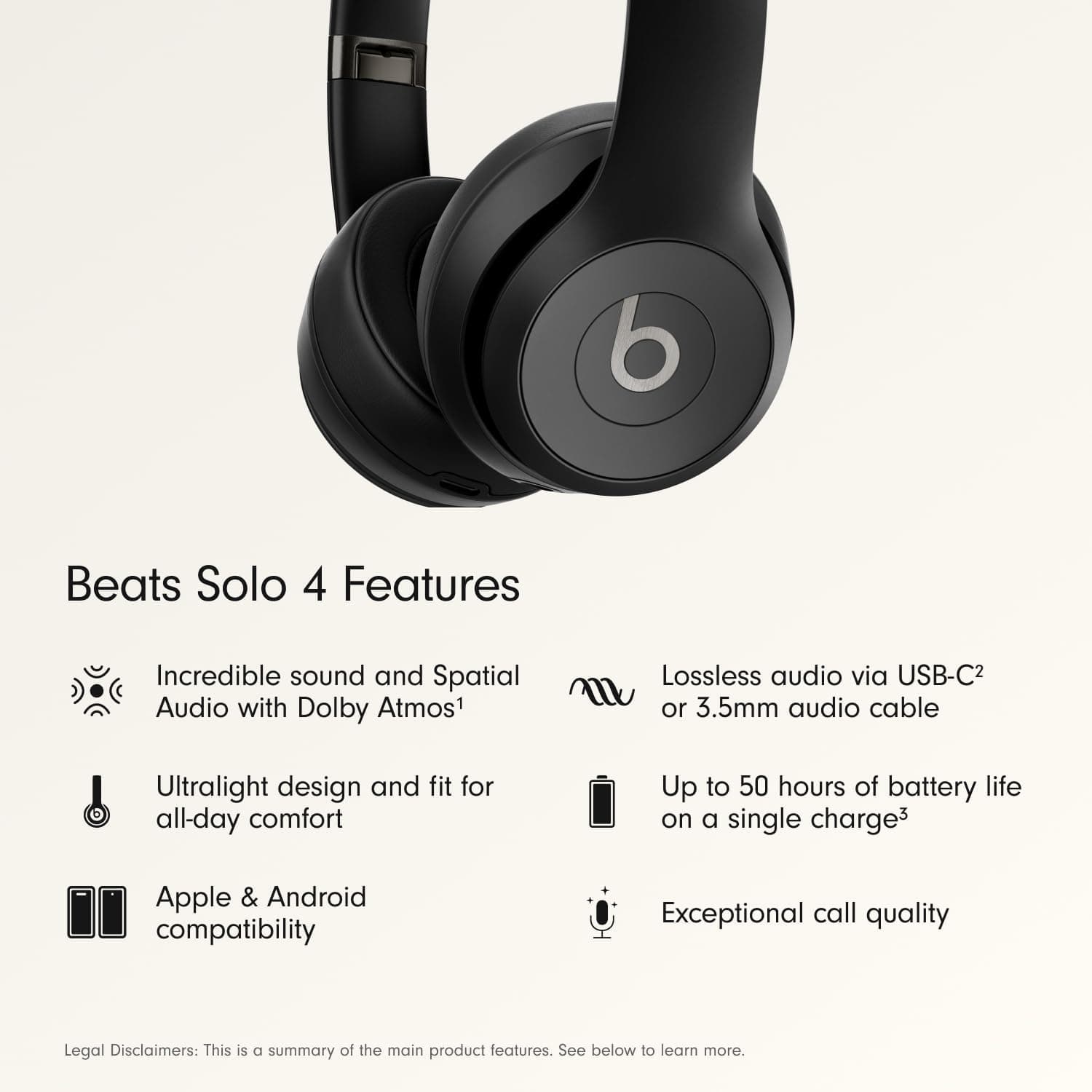 Beats Solo 4 Wireless On-Ear Headphones in Matte Black - image 2