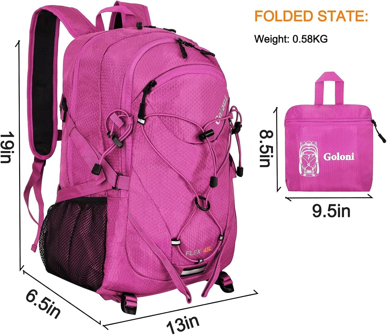 Goloni 45L Foldable Hiking Backpack with Rain Cover - image 2