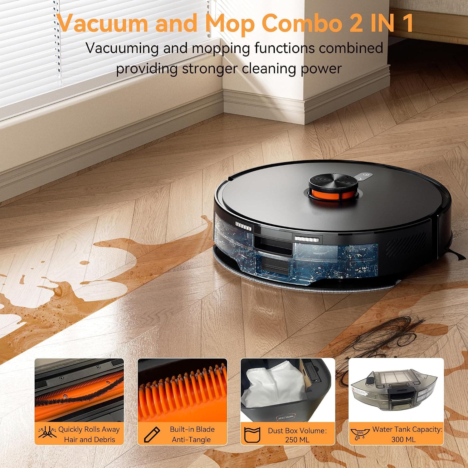 WSUANE Robot Vacuum and Mop Combo with Self-Empty Dock - image 3
