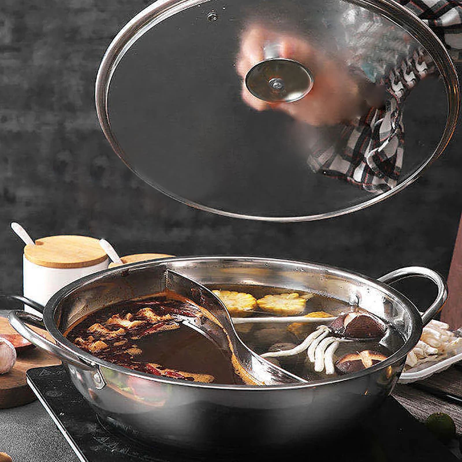 Silver Stainless Steel Yuanyang Pot 30cm Hotpot