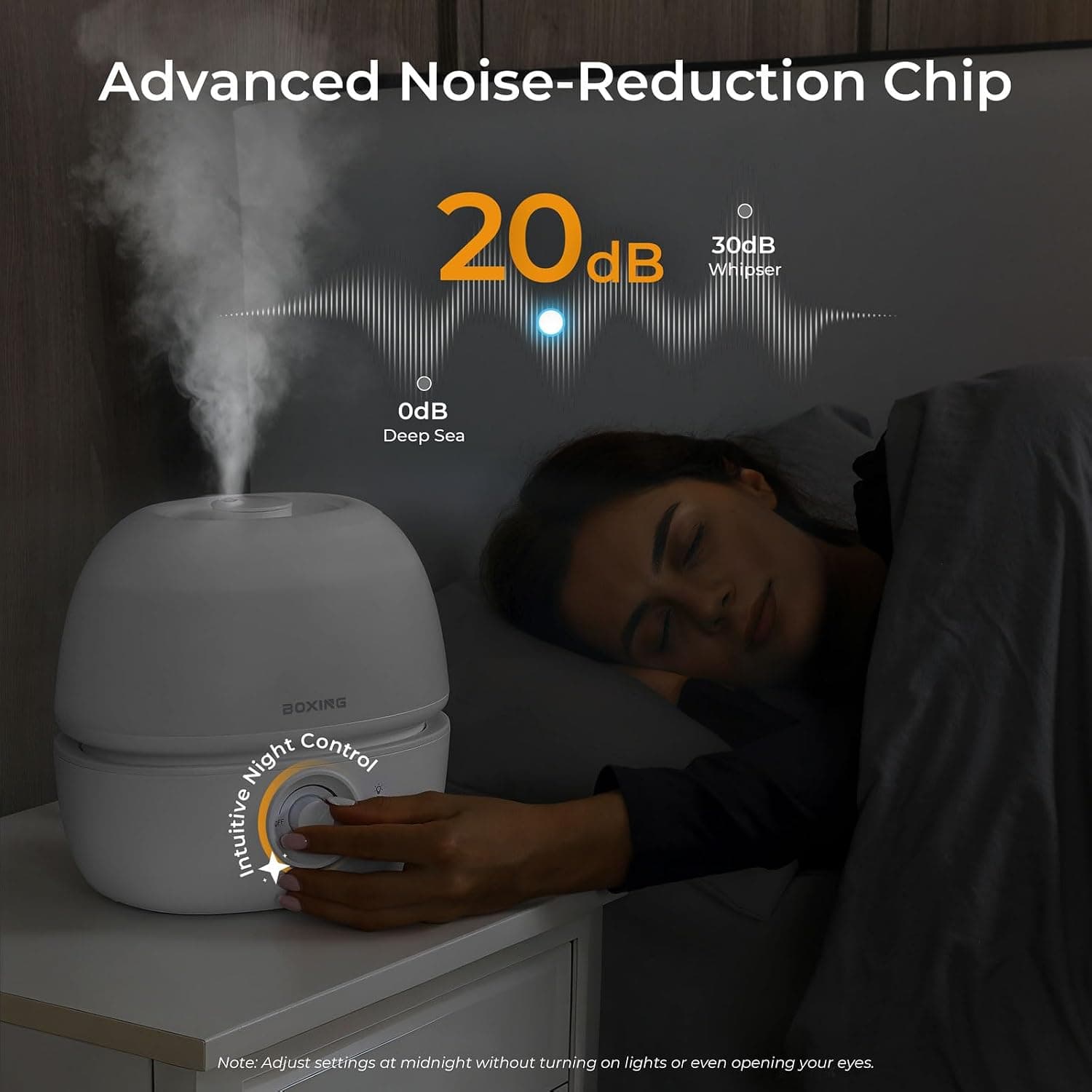 Boxing 3L top-fill cool mist bedroom humidifier with oil tray - image 4