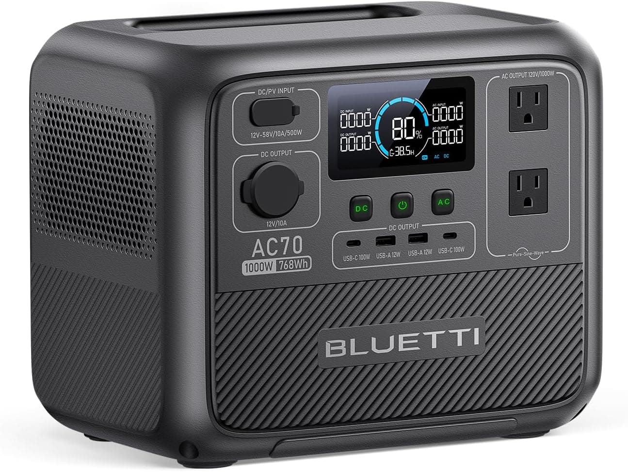 BLUETTI AC70 768Wh Portable Power Station