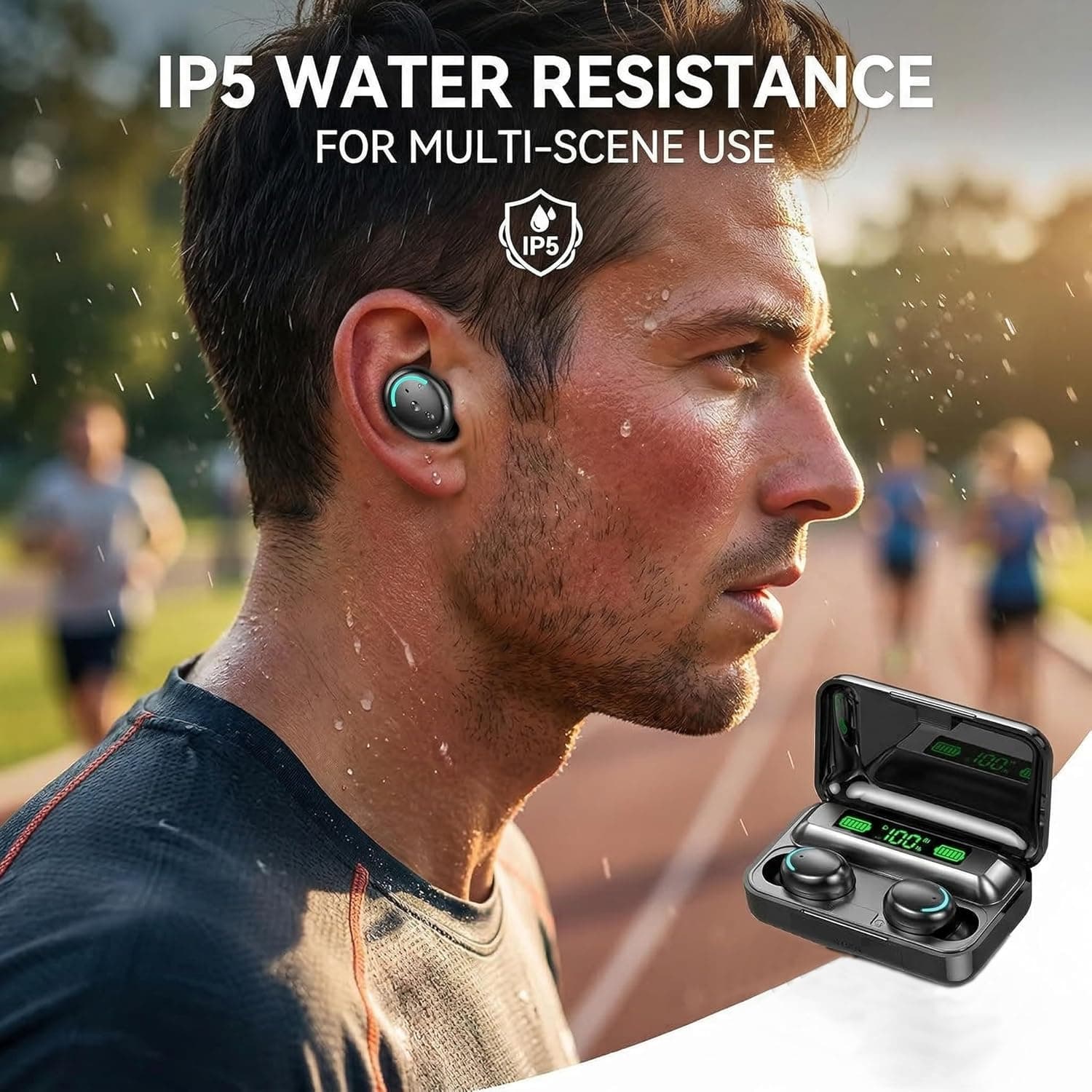 BSWLMDD Bluetooth 5.3 Wireless Earbuds with LED Case - image 2