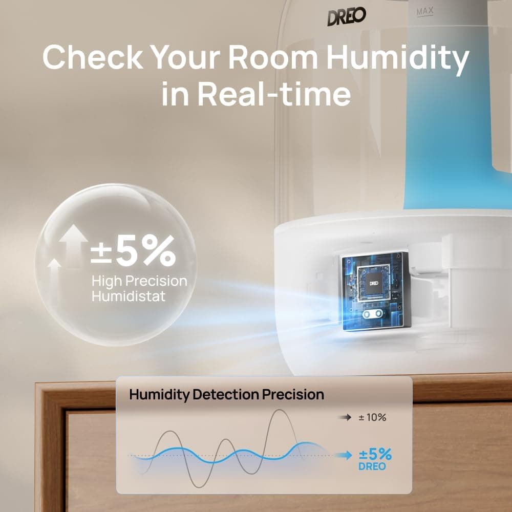 DREO 3L Top Fill Ultrasonic Cool Mist Humidifier with Night Light - image 4