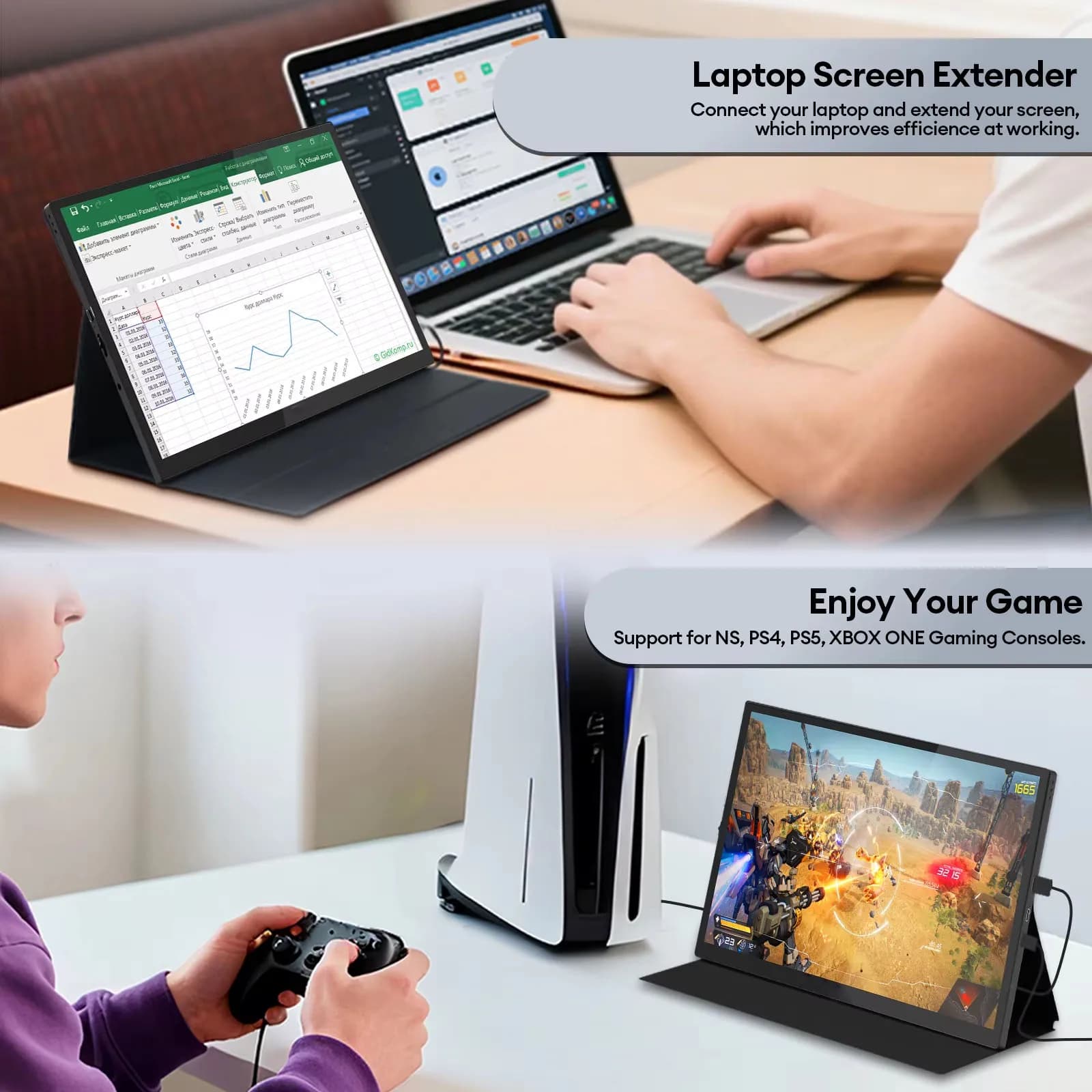 10.5'' FHD Portable Display Monitor - Ideal Choice for Work & Gaming - image 5