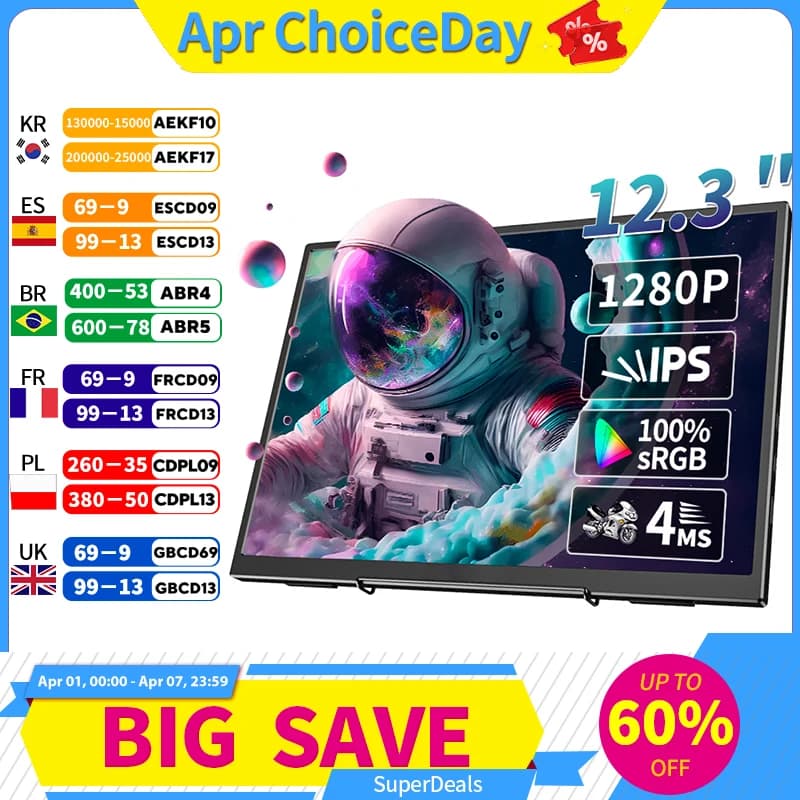 Affordable Portable Monitor for Gaming - 12.3" 1280P