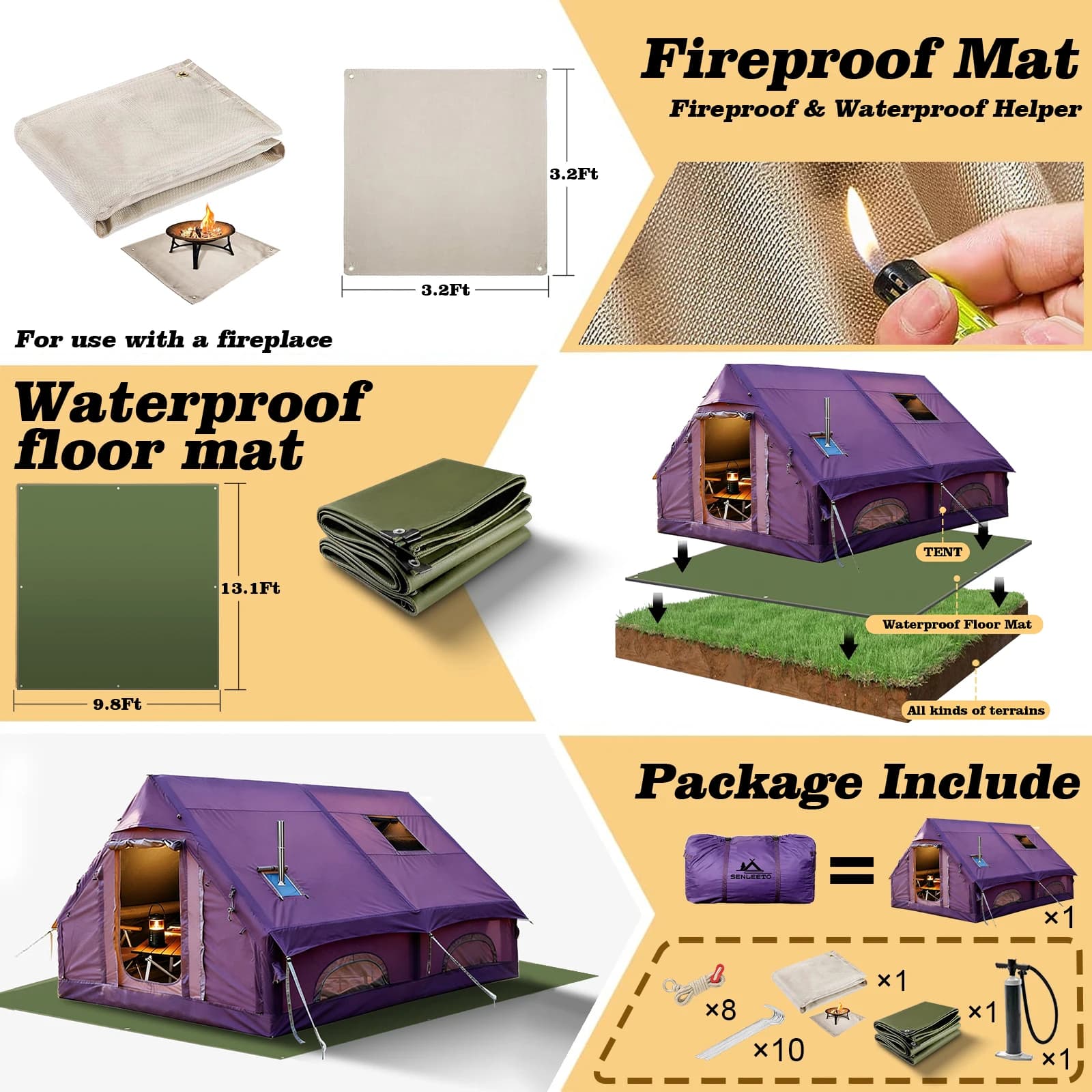 Premium Purple Inflatable Tent for Camping - 6-8 Person - image 2