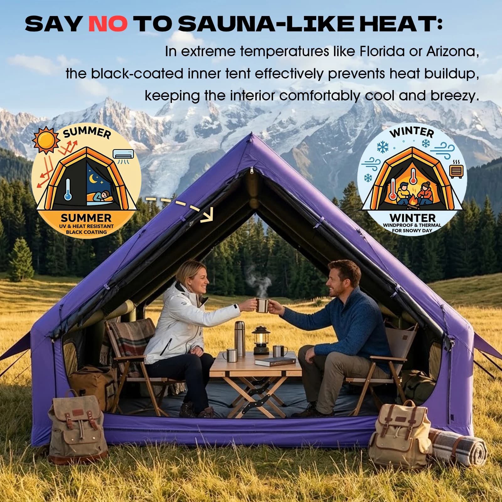 Premium Purple Inflatable Tent for Camping - 6-8 Person - image 3