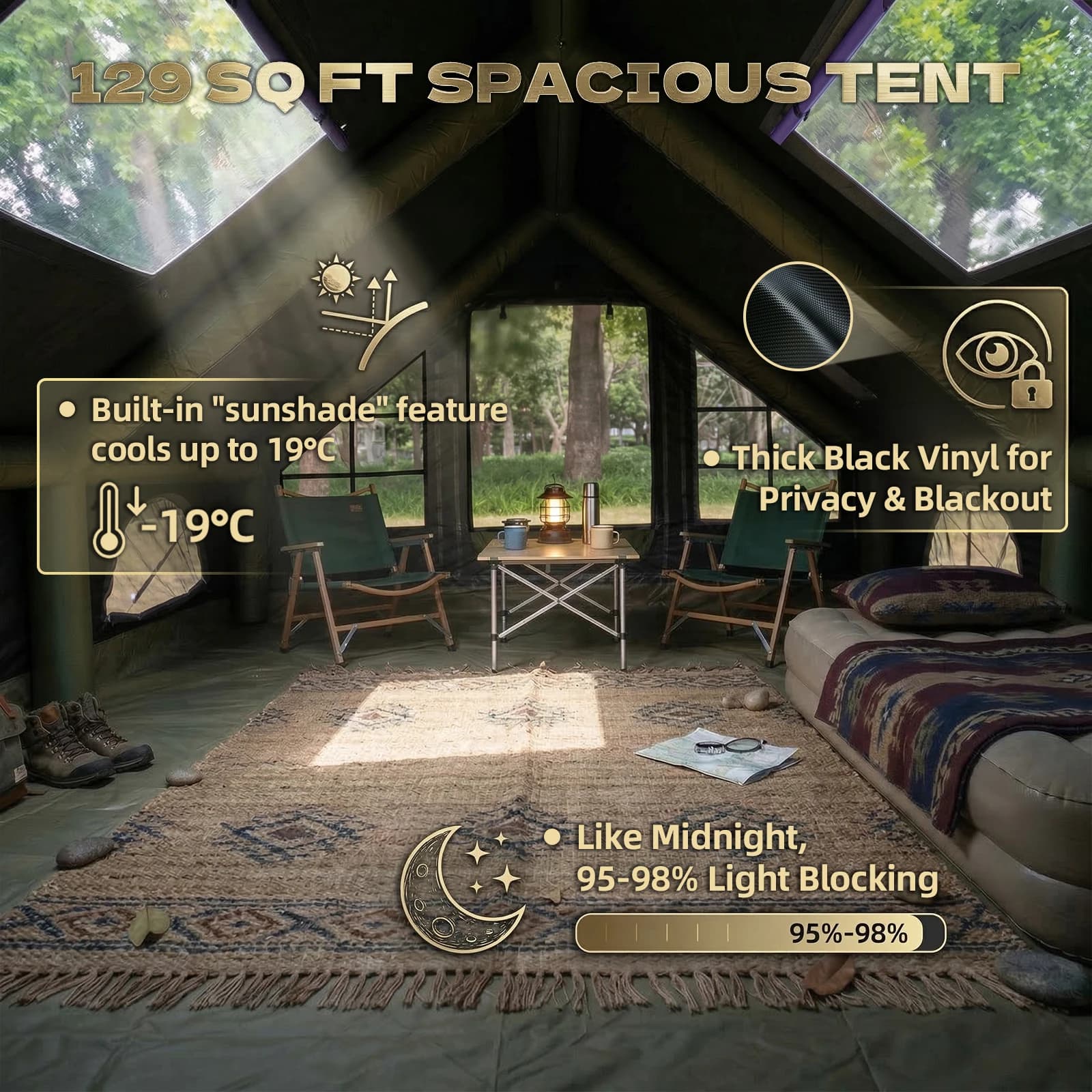 Premium Purple Inflatable Tent for Camping - 6-8 Person - image 4