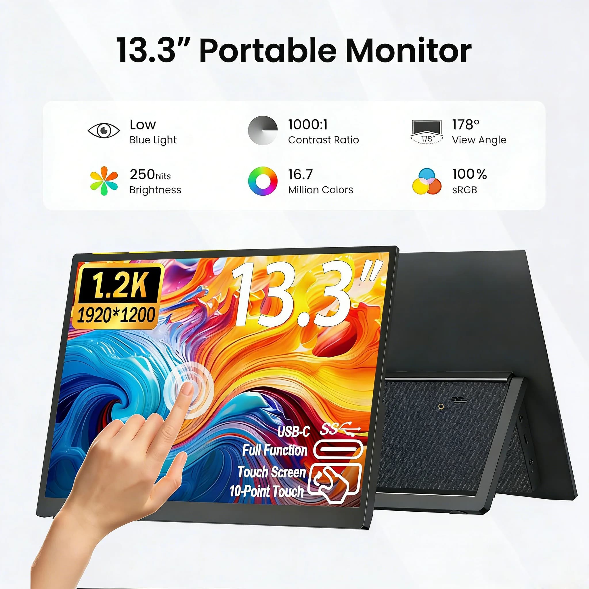 Portable Touch Screen Monitor - 13.3'' IPS Display