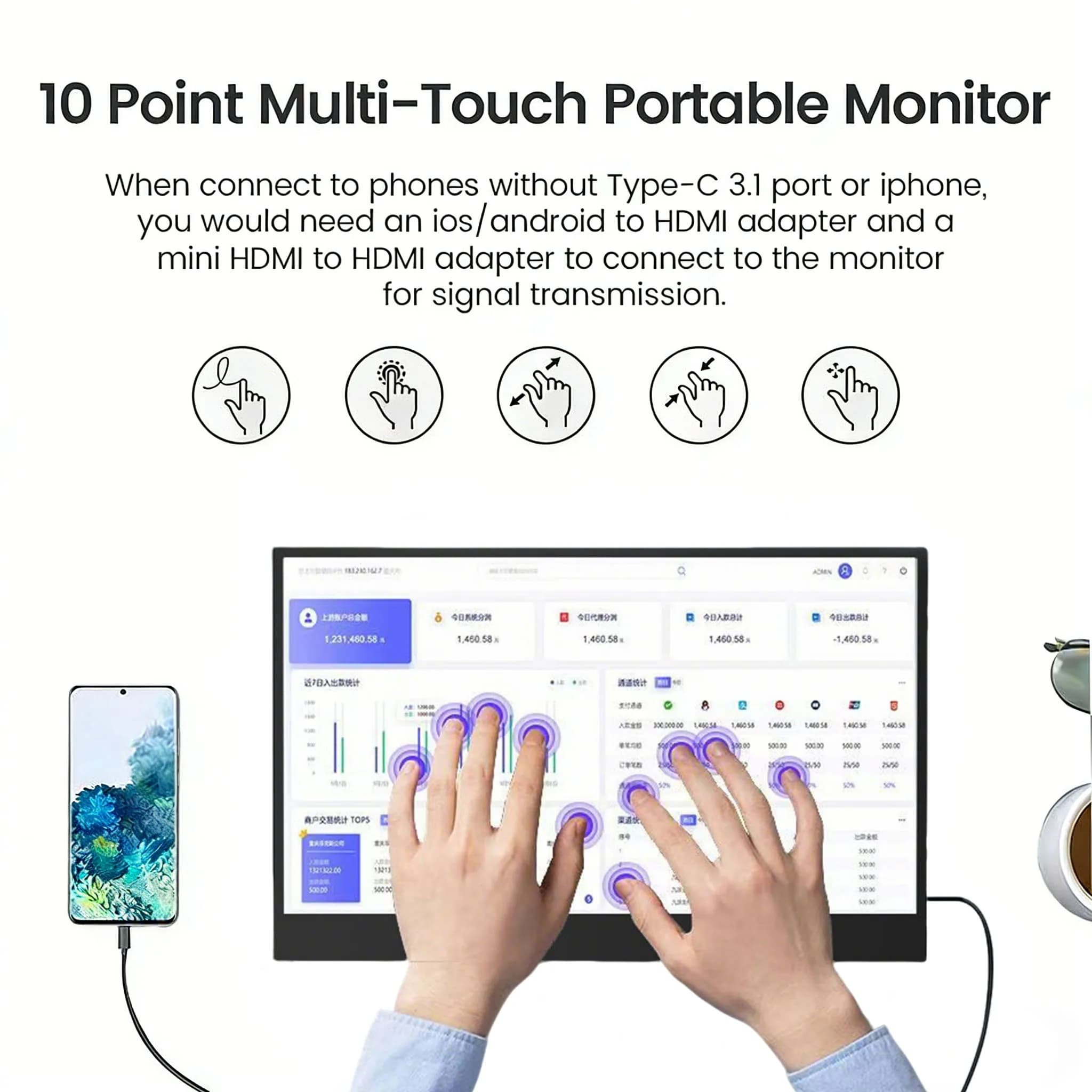 Portable Touch Screen Monitor - 13.3'' IPS Display - image 4