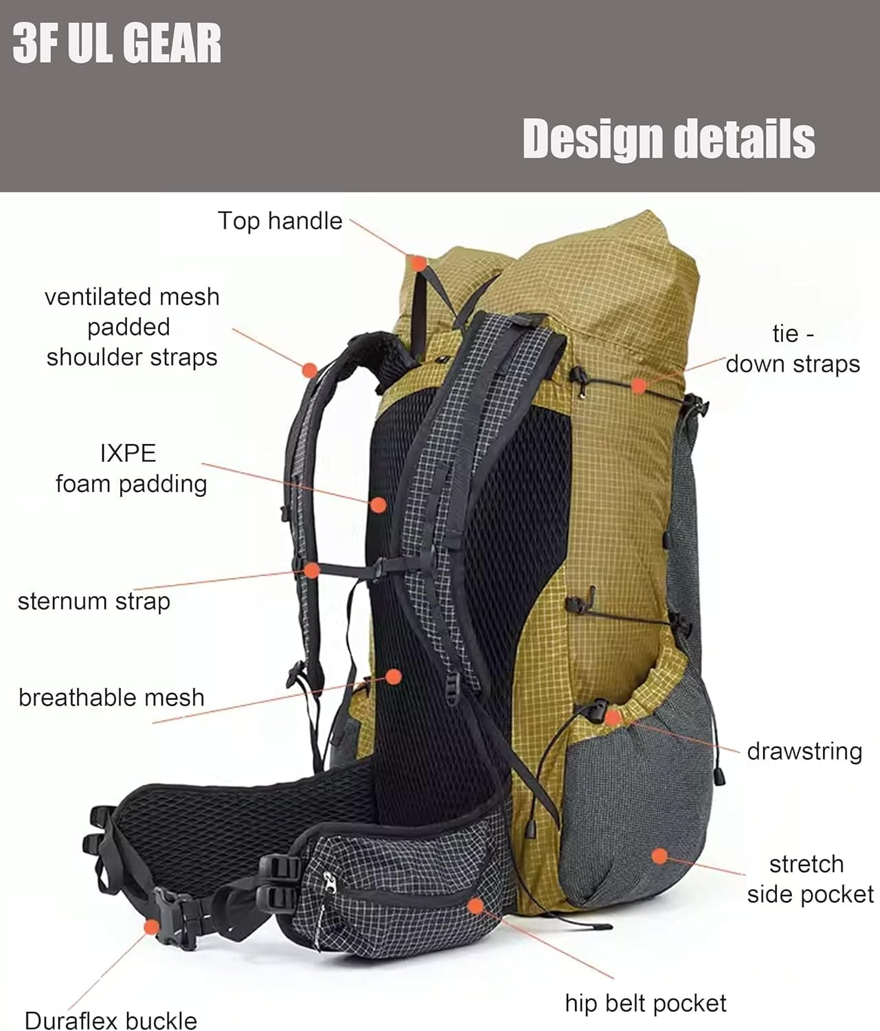 Telomat 3F UL GEAR 30L+10L Ultralight Hiking Backpack - image 5